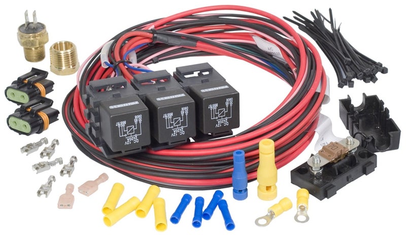 Painless Performance 30117 Dual Activation, Dual Electric Fan Relay Kit with Thermostatic Switch (On 185/Off 175)